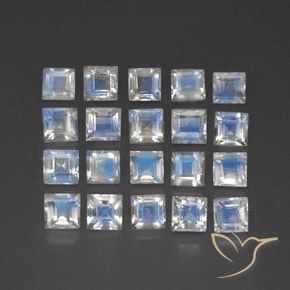 3.33 ct natürliche Bläulich-weiß Regenbogenmondstein-Edelsteine, Quadrat, Transparent / Lichtdurchlässig