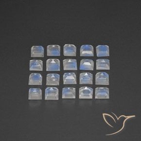 3.33 ct natürliche Bläulich-weiß Regenbogenmondstein-Edelsteine, Quadrat, Transparent / Lichtdurchlässig
