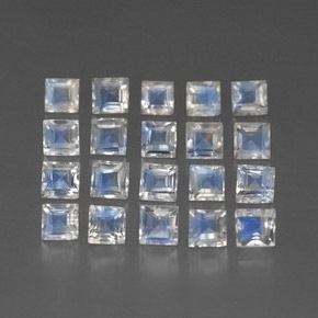 3,19 ct natürliche weißer Regenbogen-Mondstein-Edelsteine, Transparent, Transparent / Lichtdurchlässig