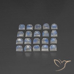 3.33 ct natürliche Bläulich-weiß Regenbogenmondstein-Edelsteine, Quadrat, Transparent / Lichtdurchlässig