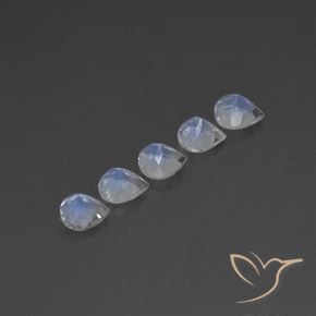 1.86 ct natürliche Bläulich-weiß Regenbogenmondstein-Edelsteine, Birnenform, Transparent / Lichtdurchlässig