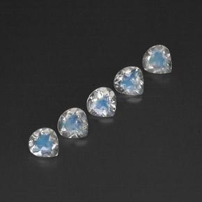 1,53 ct natürliche weißer Regenbogen-Mondstein-Edelsteine, Transparent, Transparent / Lichtdurchlässig