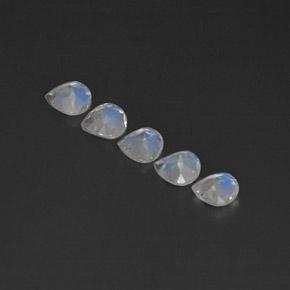 1,53 ct natürliche weißer Regenbogen-Mondstein-Edelsteine, Transparent, Transparent / Lichtdurchlässig