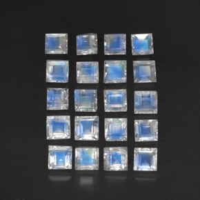3,88 ct natürliche blauer Regenbogen-Mondstein-Edelsteine, Transparent, Transparent / Lichtdurchlässig