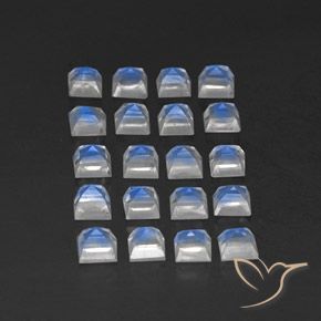 3.64 ct natürliche Bläulich-weiß Regenbogenmondstein-Edelsteine, Quadrat, Transparent / Lichtdurchlässig