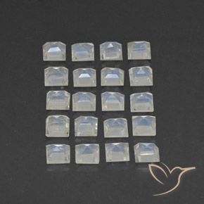 3.12 ct natürliche Bläulich-weiß Regenbogenmondstein-Edelsteine, Quadrat, Transparent