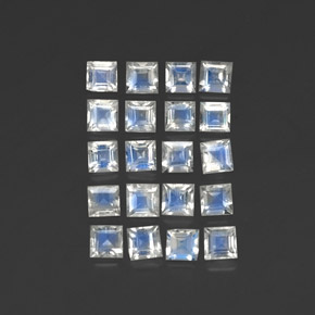  ct natürliche weißer Regenbogen-Mondstein-Edelsteine, Quadrat, Transparent