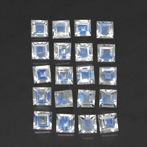  ct natürliche weißer Regenbogen-Mondstein-Edelsteine, Quadrat, Transparent
