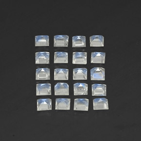  ct natürliche weißer Regenbogen-Mondstein-Edelsteine, Quadrat, Transparent