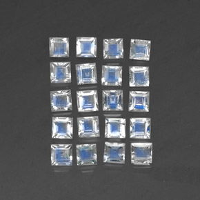  ct natürliche weißer Regenbogen-Mondstein-Edelsteine, Quadrat, Transparent