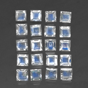  ct natürliche weißer Regenbogen-Mondstein-Edelsteine, Quadrat, Transparent