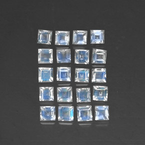  ct natürliche weißer Regenbogen-Mondstein-Edelsteine, Quadrat, Transparent