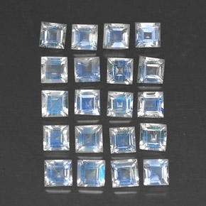  ct natürliche weißer Regenbogen-Mondstein-Edelsteine, Quadrat, Transparent
