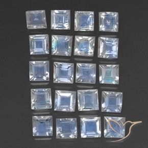 3.07 ct natürliche Bläulich-weiß Regenbogenmondstein-Edelsteine, Quadrat, Transparent
