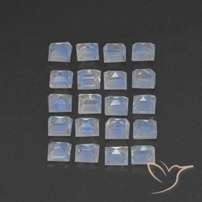 3.07 ct natürliche Bläulich-weiß Regenbogenmondstein-Edelsteine, Quadrat, Transparent