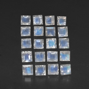  ct natürliche weißer Regenbogen-Mondstein-Edelsteine, Quadrat, Transparent