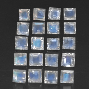  ct natürliche weißer Regenbogen-Mondstein-Edelsteine, Quadrat, Transparent