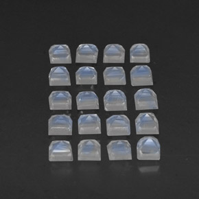  ct natürliche weißer Regenbogen-Mondstein-Edelsteine, Quadrat, Transparent