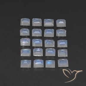 2.73 ct natürliche Bläulich-weiß Regenbogenmondstein-Edelsteine, Quadrat, Transparent