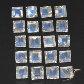 3.70 ct natürliche Bläulich-weiß Regenbogenmondstein-Edelsteine, Quadrat, Transparent