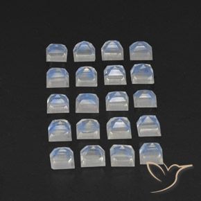 3.70 ct natürliche Bläulich-weiß Regenbogenmondstein-Edelsteine, Quadrat, Transparent