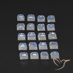 3.36 ct natürliche Bläulich-weiß Regenbogenmondstein-Edelsteine, Quadrat, Transparent