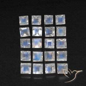 3.54ctw Natürlicher Bläulich-weiß Regenbogenmondstein, Quadrat, Transparent