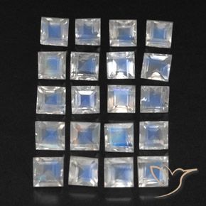 3.54 ct natürliche Bläulich-weiß Regenbogenmondstein-Edelsteine, Quadrat, Transparent