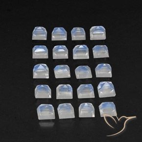 3.54 ct natürliche Bläulich-weiß Regenbogenmondstein-Edelsteine, Quadrat, Transparent
