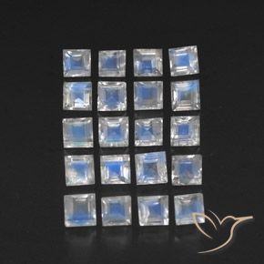 3.55ctw Natürlicher Bläulich-weiß Regenbogenmondstein, Quadrat, Transparent