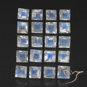 3.55 ct natürliche Bläulich-weiß Regenbogenmondstein-Edelsteine, Quadrat, Transparent