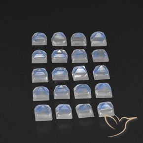 3.55 ct natürliche Bläulich-weiß Regenbogenmondstein-Edelsteine, Quadrat, Transparent