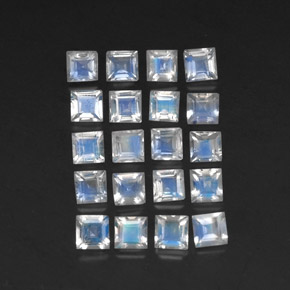  ct natürliche weißer Regenbogen-Mondstein-Edelsteine, Quadrat, Transparent