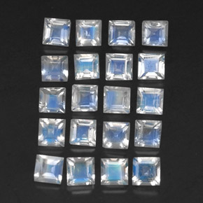  ct natürliche weißer Regenbogen-Mondstein-Edelsteine, Quadrat, Transparent