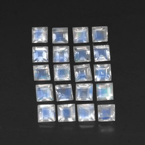 3,36 ct natürliche weißer Regenbogen-Mondstein-Edelsteine, Quadrat, Transparent