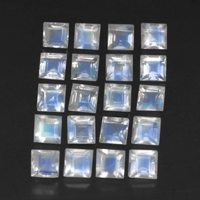 3,36 ct natürliche weißer Regenbogen-Mondstein-Edelsteine, Quadrat, Transparent