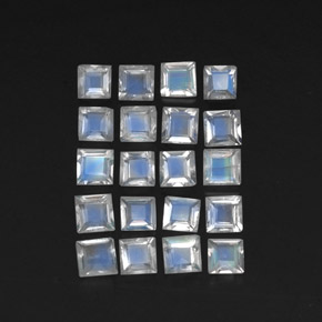2,51 ct natürliche weißer Regenbogen-Mondstein-Edelsteine, Quadrat, Transparent