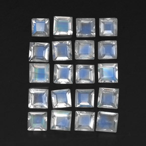 2,51 ct natürliche weißer Regenbogen-Mondstein-Edelsteine, Quadrat, Transparent
