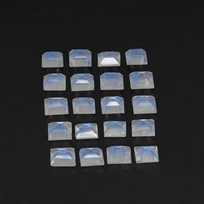 2,51 ct natürliche weißer Regenbogen-Mondstein-Edelsteine, Quadrat, Transparent
