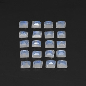  ct natürliche Blau-weiß Regenbogenmondstein-Edelsteine, Quadrat, Transparent