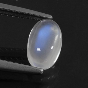 1,09 ctw natürlicher weißer Regenbogen-Mondstein, Oval Schliff, Transparent
