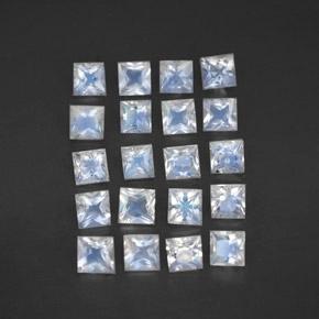 2,34 ct natürliche weißer Regenbogen-Mondstein-Edelsteine, Quadrat, Transparent