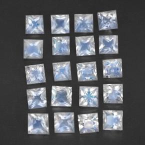 2,34 ct natürliche weißer Regenbogen-Mondstein-Edelsteine, Quadrat, Transparent