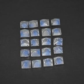 2,34 ct natürliche weißer Regenbogen-Mondstein-Edelsteine, Quadrat, Transparent