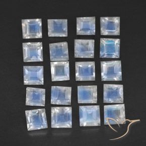 2.70 ct natürliche Bläulich-weiß Regenbogenmondstein-Edelsteine, Quadrat, Transparent