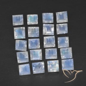 2.84 ct natürliche Bläulich-weiß Regenbogenmondstein-Edelsteine, Quadrat, Transparent