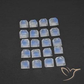 2.84 ct natürliche Bläulich-weiß Regenbogenmondstein-Edelsteine, Quadrat, Transparent