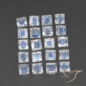 3.24 ct natürliche Bläulich-weiß Regenbogenmondstein-Edelsteine, Quadrat, Transparent
