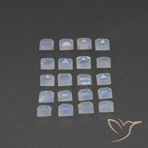 3.24 ct natürliche Bläulich-weiß Regenbogenmondstein-Edelsteine, Quadrat, Transparent