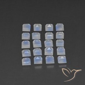 3.80 ct natürliche Bläulich-weiß Regenbogenmondstein-Edelsteine, Quadrat, Transparent